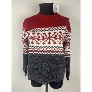 Croft & Barrow Pull Over Crew Neck Small Christmas Winter Snowflake Sweater